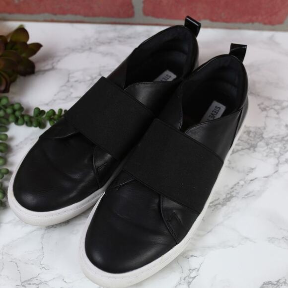 Steve Madden Enderson Black Leather Slip On Fashion Sneakers SIZE 8.5 women's - Picture 1 of 6